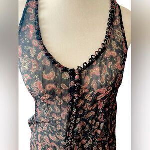 Women's Sheer Paisley Print‎ Sleeveless Top